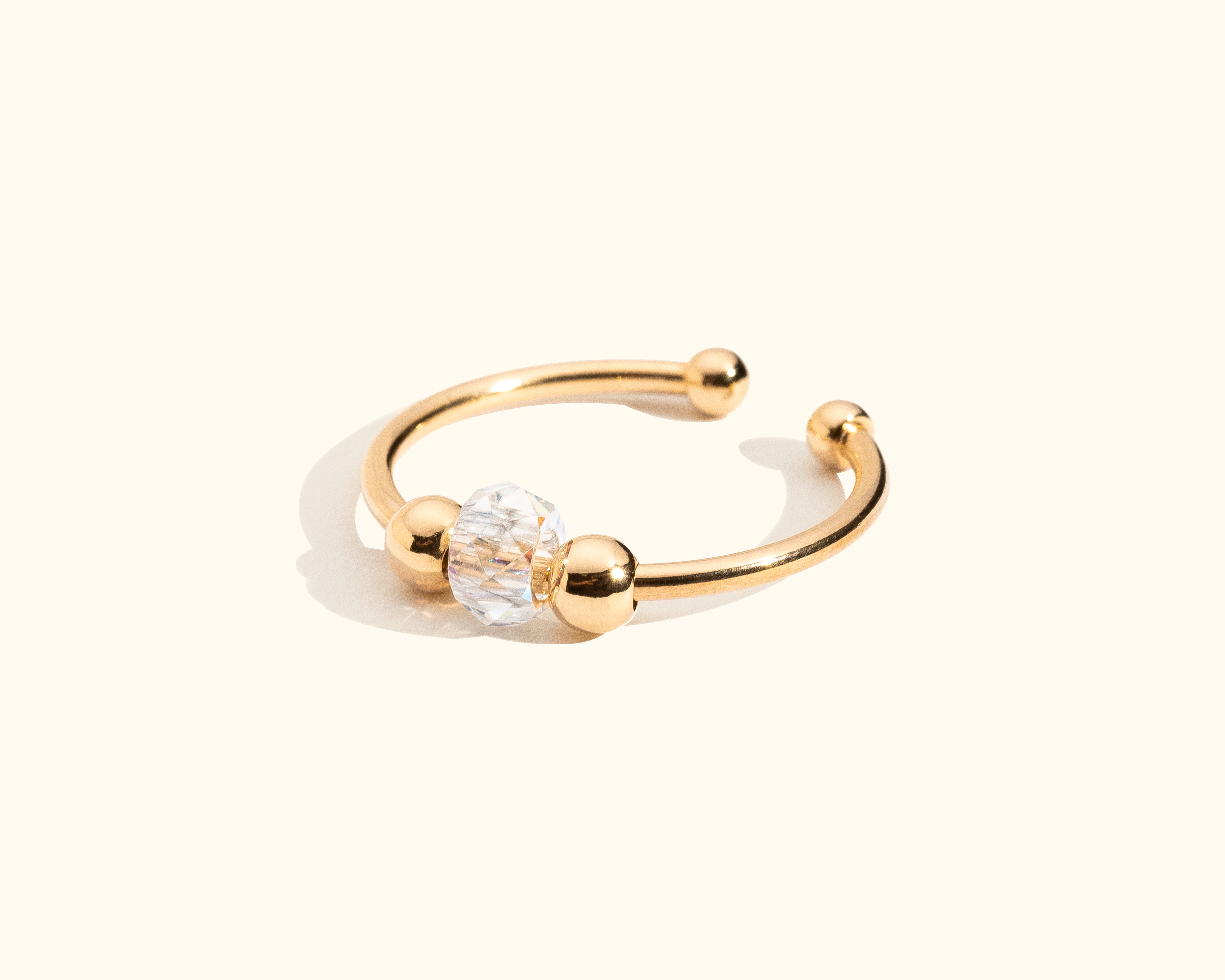 Bague Anxiété Femme Cristal Or